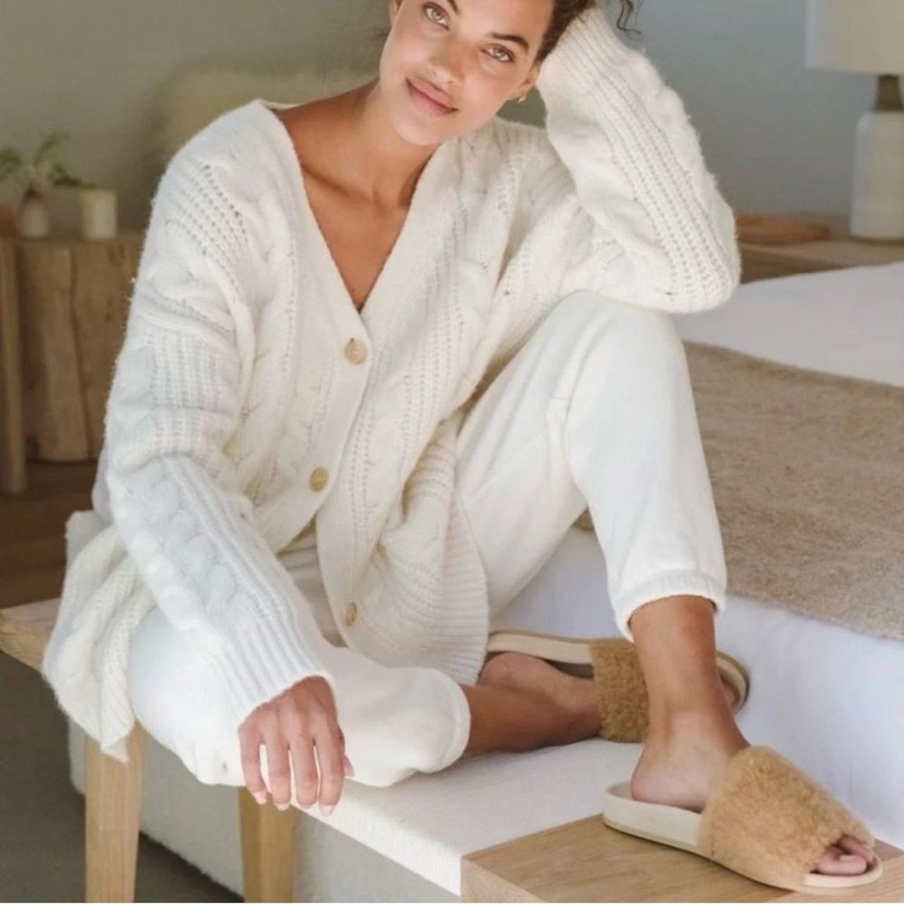 Jenni Kayne Cream Cable Knit Cardigan